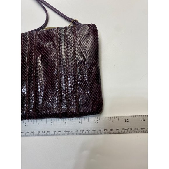 CLEMENTE SNAKE SKIN Dark Purple CLUTCH ZIP CLOSE PURSE VINTAGE 11X7 - Picture 8 of 8